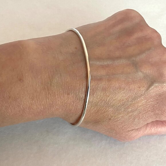 Vintage Sterling Silver 925 7MM Bead Ball Oval Cuff Bracelet Sz 7" - Picture 7 of 16